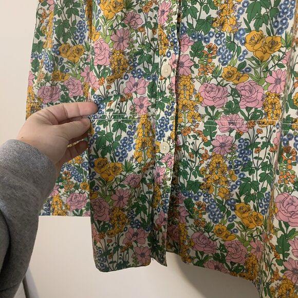COPY - J Crew Liberty Fabric Midi Skirt Button Up Floral Walk Print Size 14 - Picture 7 of 16